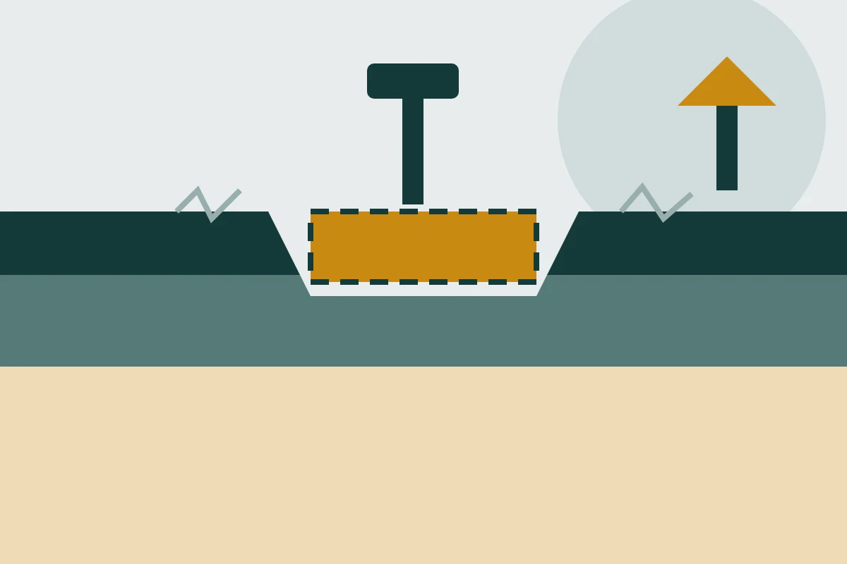 Illustration of a cut-out pothole being filled with a patch and tamper