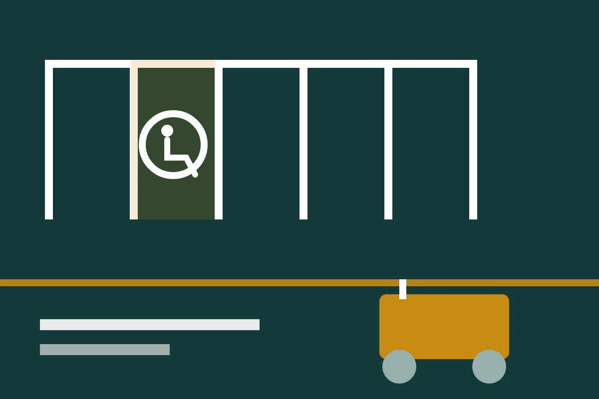 Illustration of a striping machine painting white parking bays and an accessible space